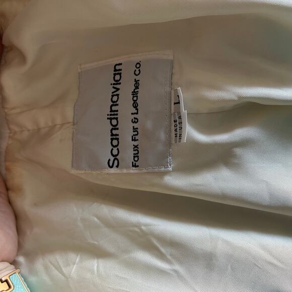 Scandinavian Faux Fur Coat Ivory Long PlushVintage Made in USA Size L boujee fit - Picture 5 of 6